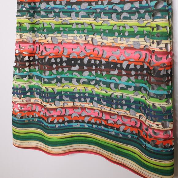 DESIGUAL Phoenix Shift Mini Dress Sleeveless Laser Cut Striped Rainbow Women's M - Picture 11 of 14